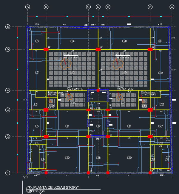 Slab plan drawing generated by StructaCAD