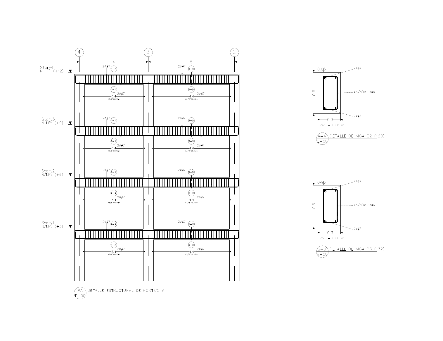 Detalle de pórtico estructural generado por StructaCAD