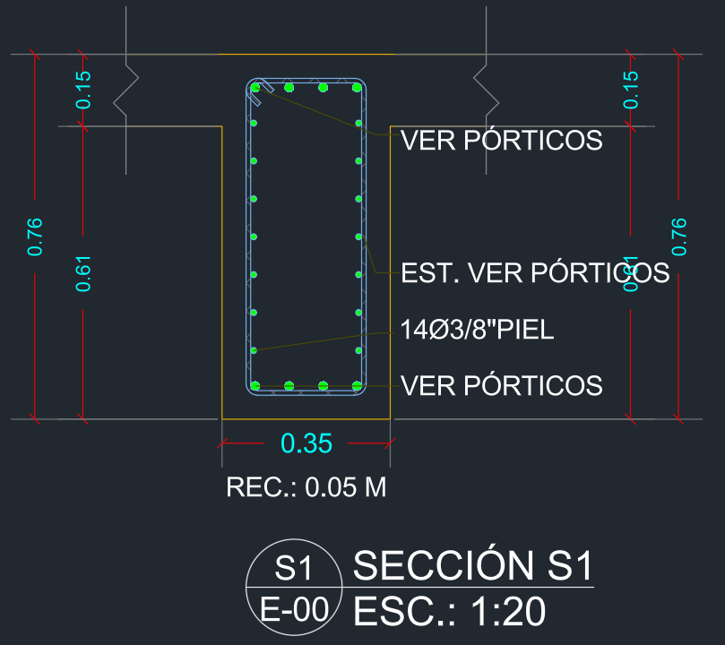 Sección automática de columna generada desde ETABS en StructaCAD