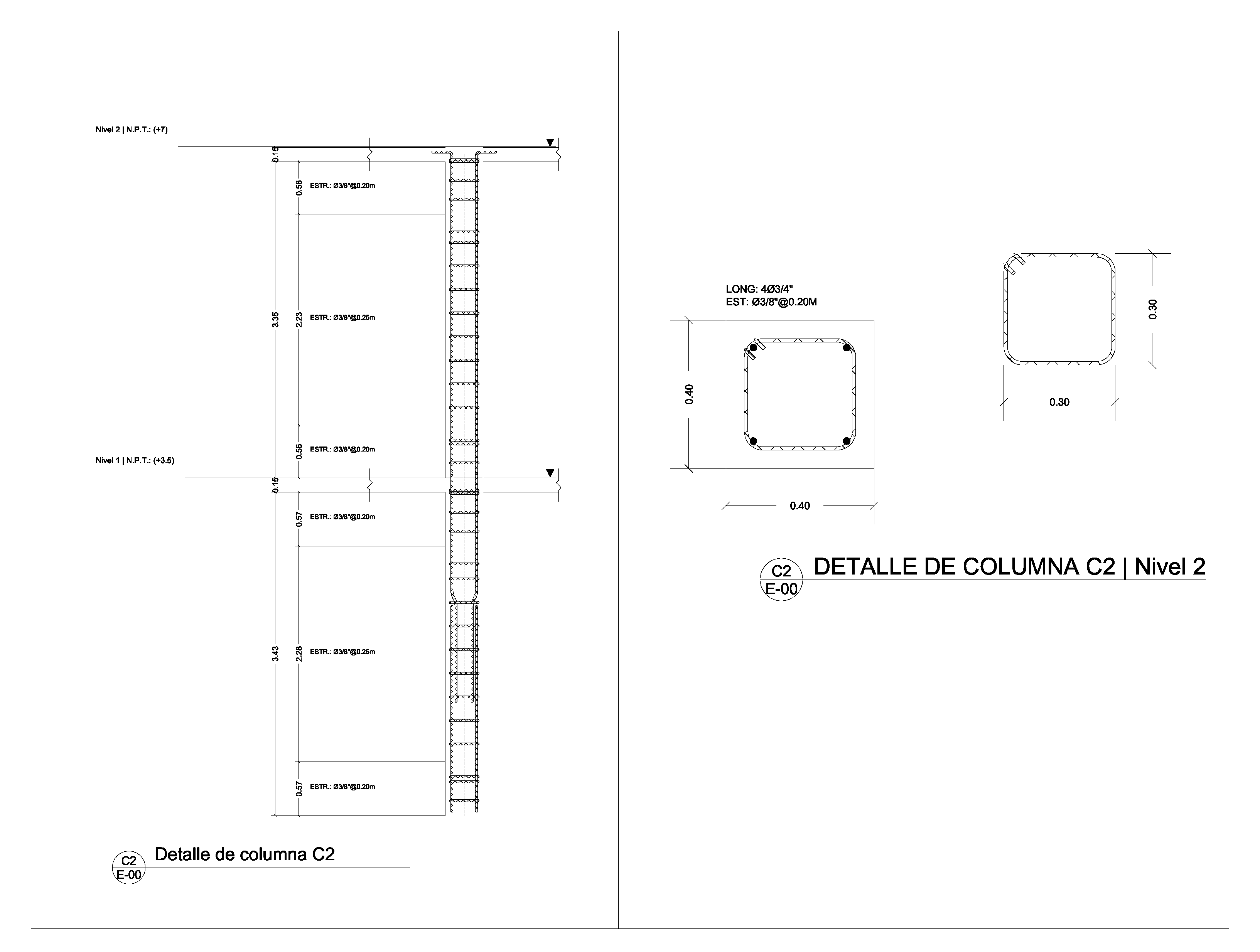 Column elevation and reinforcement detail output