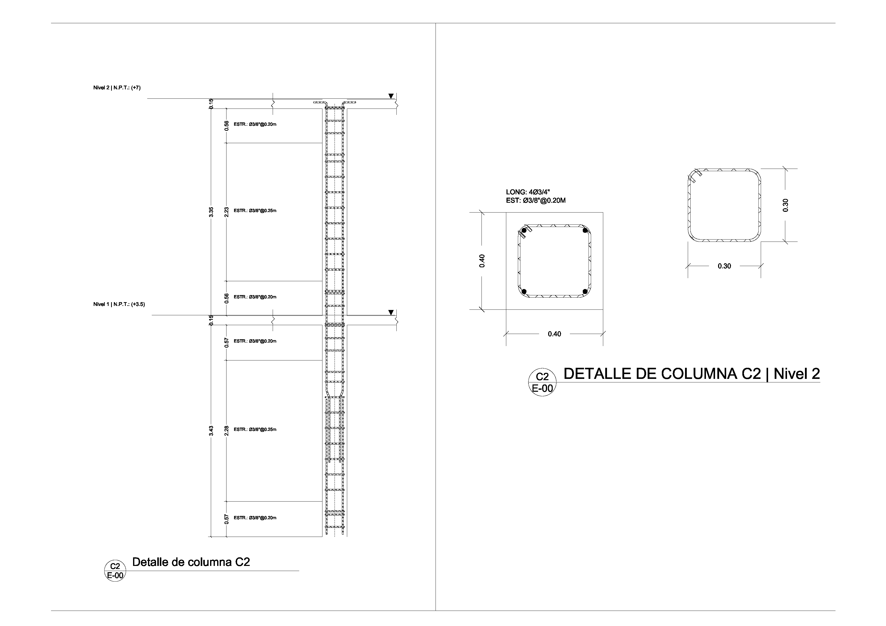Detalle estructural de columna
