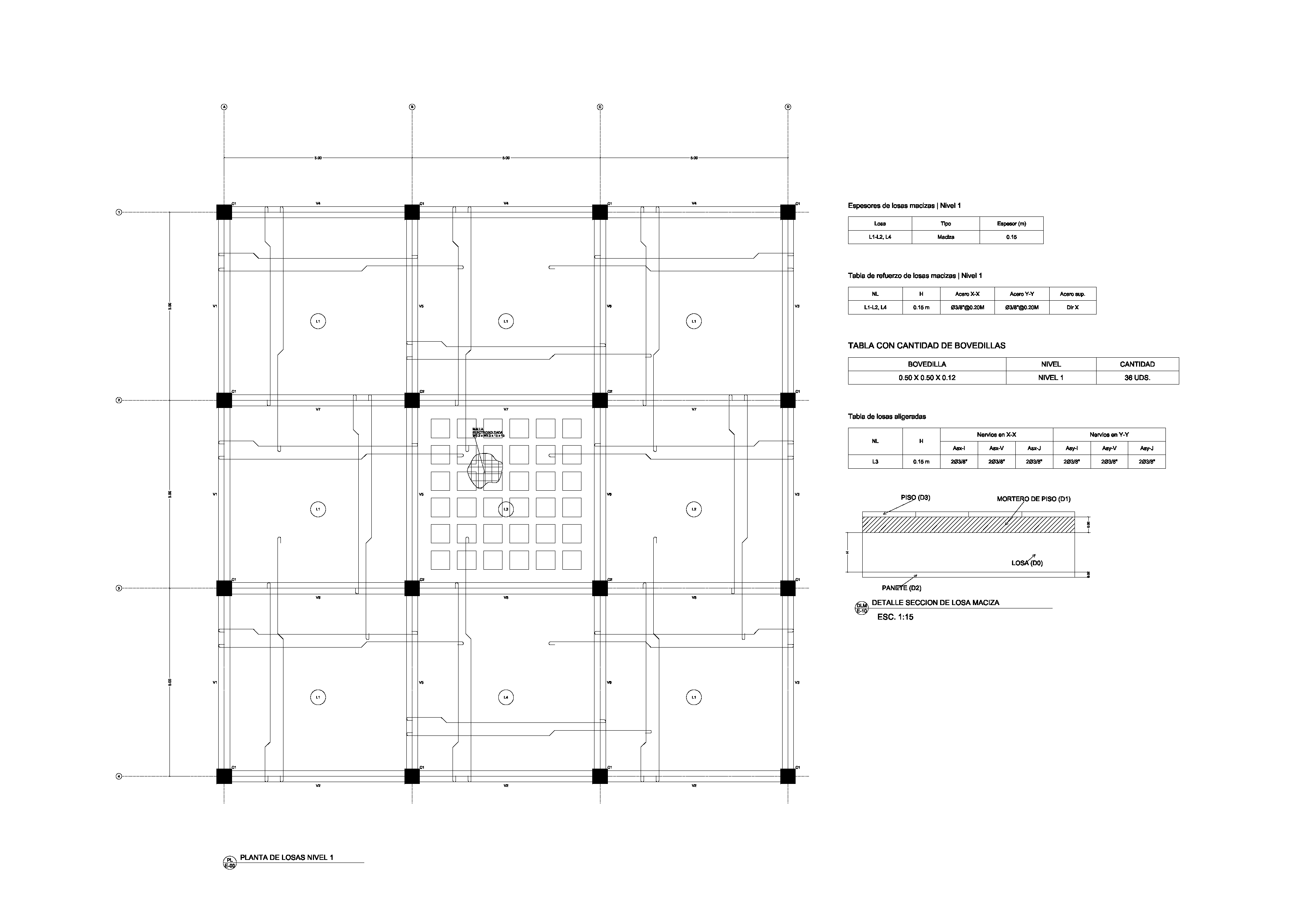 Ejemplo de planta estructural de losas