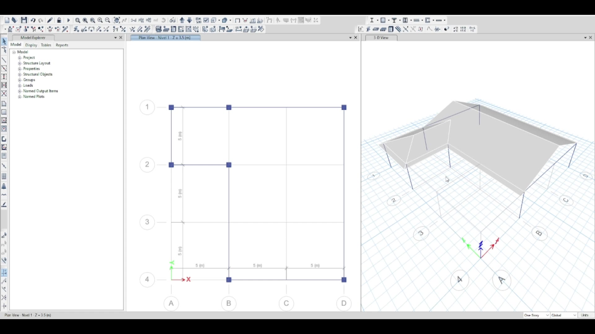 Sloped roof opened in ETABS