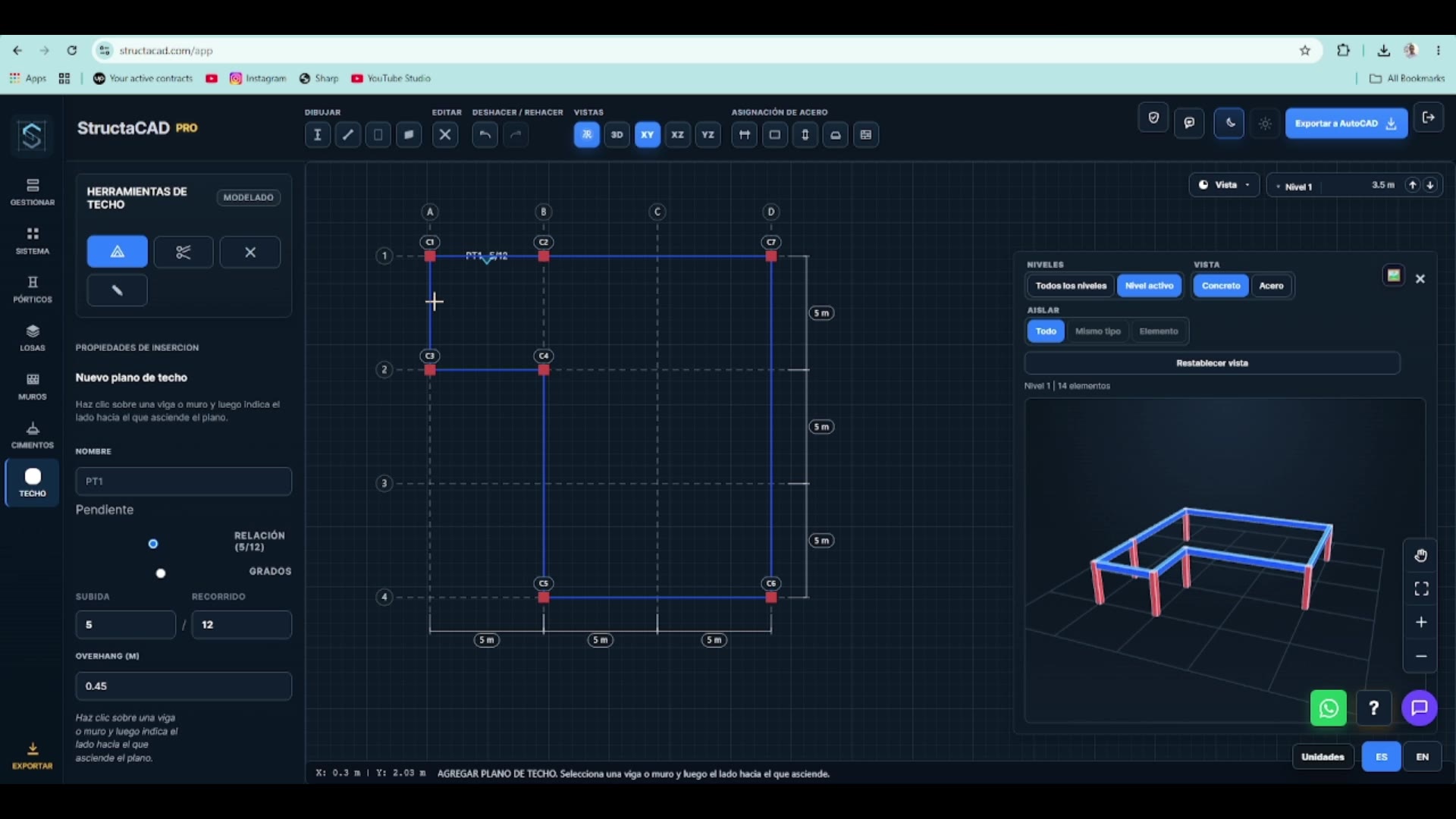 Tools for modeling sloped roofs in StructaCAD